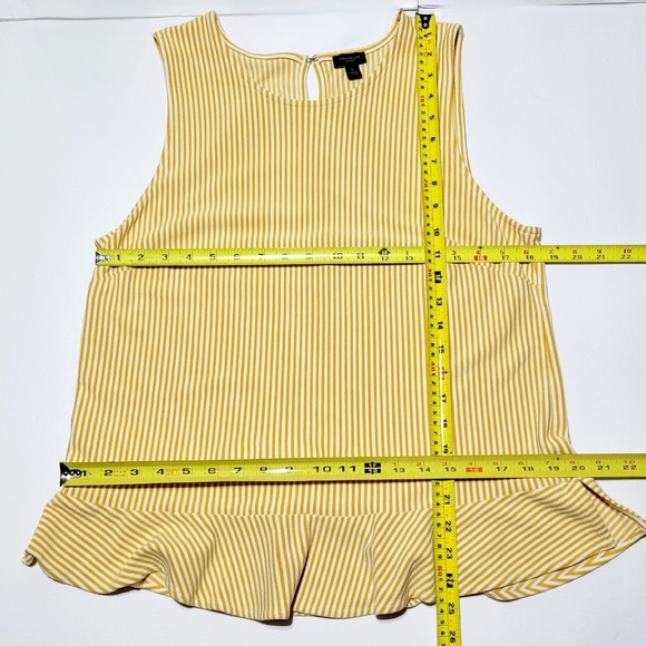 Ann Taylor Factory Peplum Yellow & White Striped Sleeveless Top (XL) - Picture 8 of 8